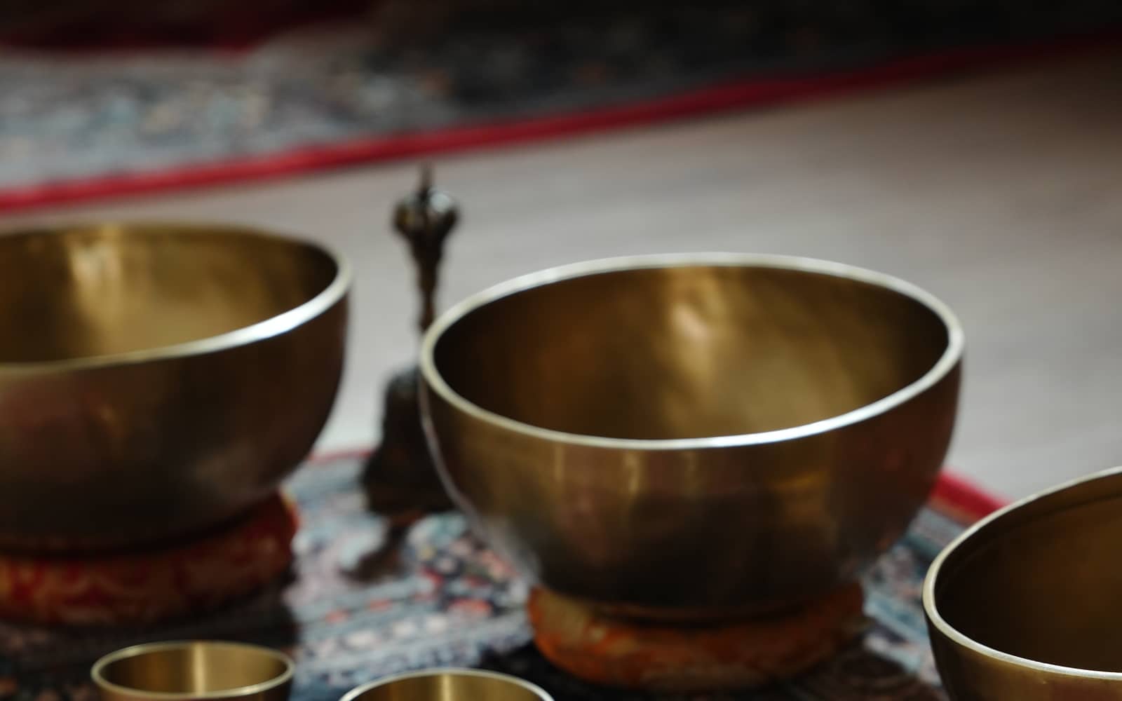 Therapeutic singing bowls during a session